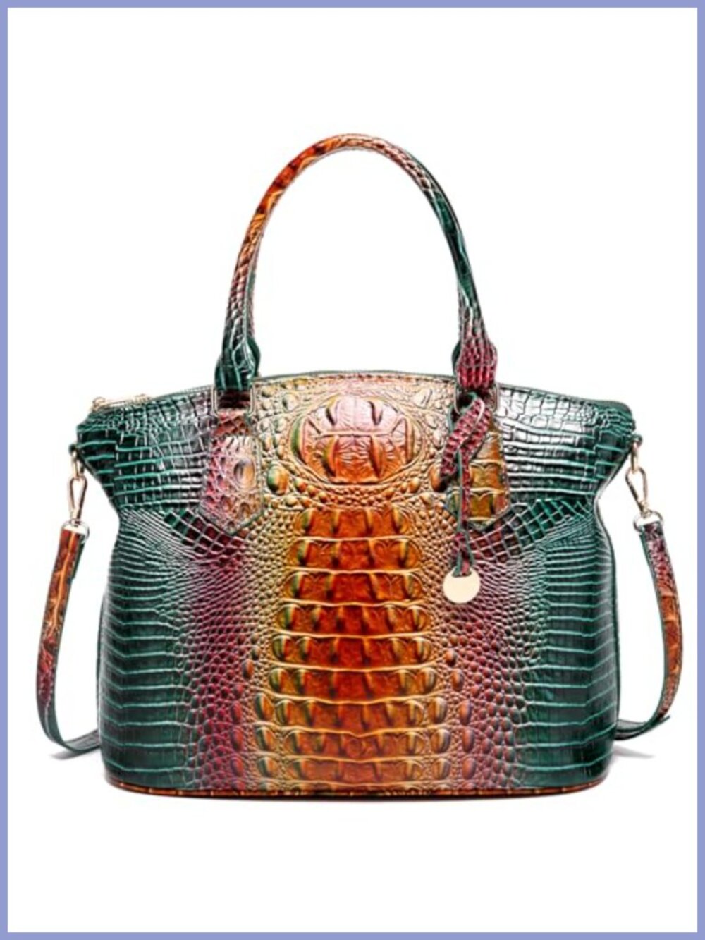 Vegan Leather Crocodile Satchel Handbag Adjustable Shoulder Strap Tote
